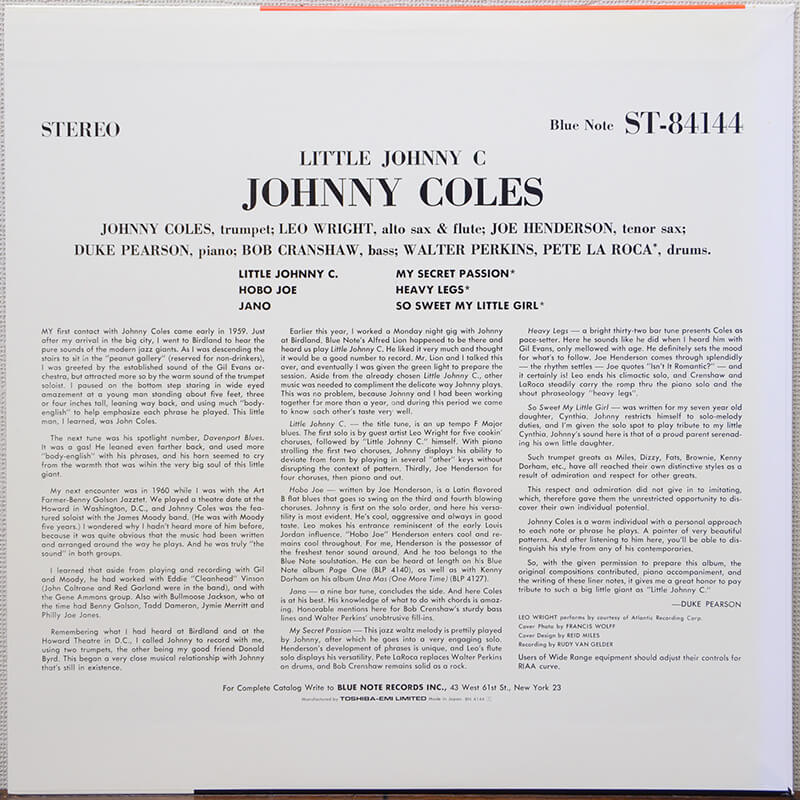 Johnny Coles - Little Johnny C | ジャズレコード通販・買取の