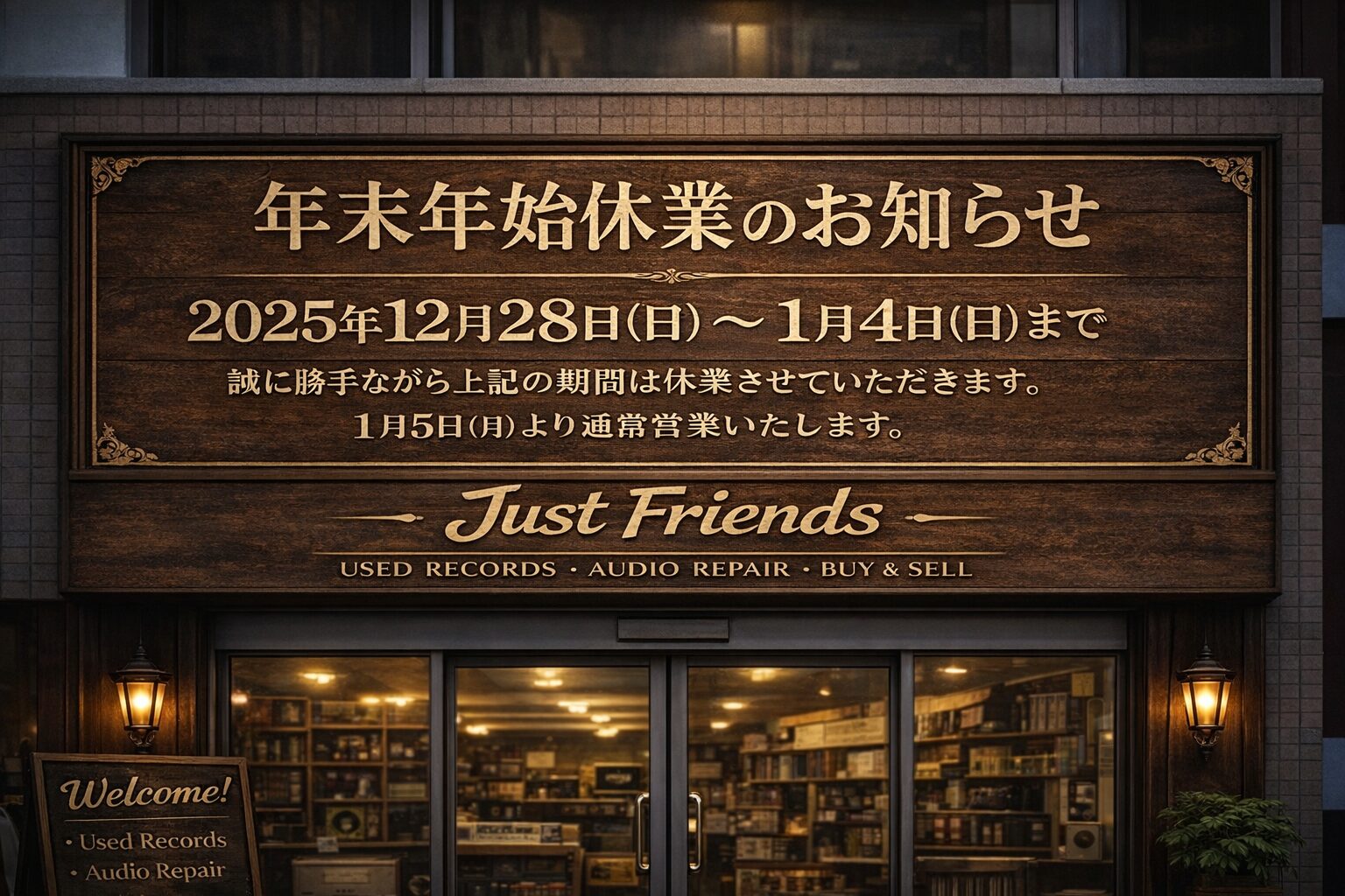 年末年始休業のお知らせ | 札幌の中古オーディオ専門店 ジャストフレンズ